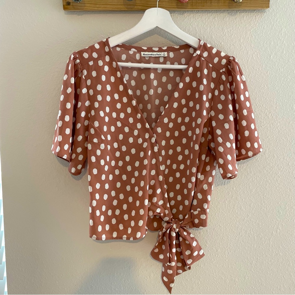 Abercrombie Silky Flutter Sleeve Shirt Blouse